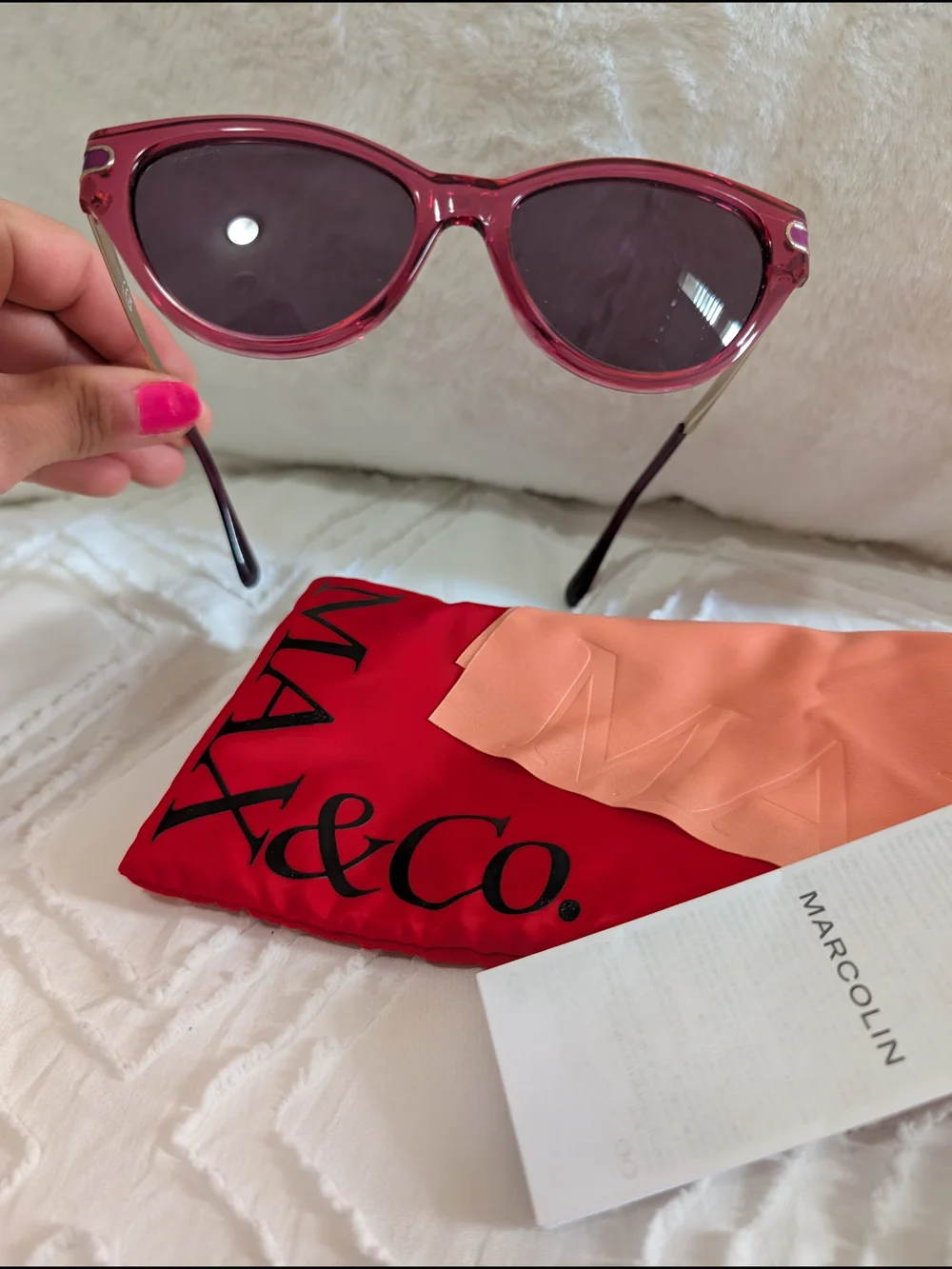 MAX&Co. 5471B Cat Eye Pink Frame Gray Tinted Lenses UV400 Sunglasses